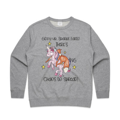 Giddy Up sparkle farts womens premium crew Thumbnail