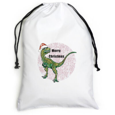 Merry Christmas Raptor white canvas sack Thumbnail
